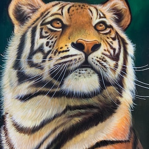 Original tiger face painting on canvas using acrylic colors in size 1.5 by 2 feet without frame.