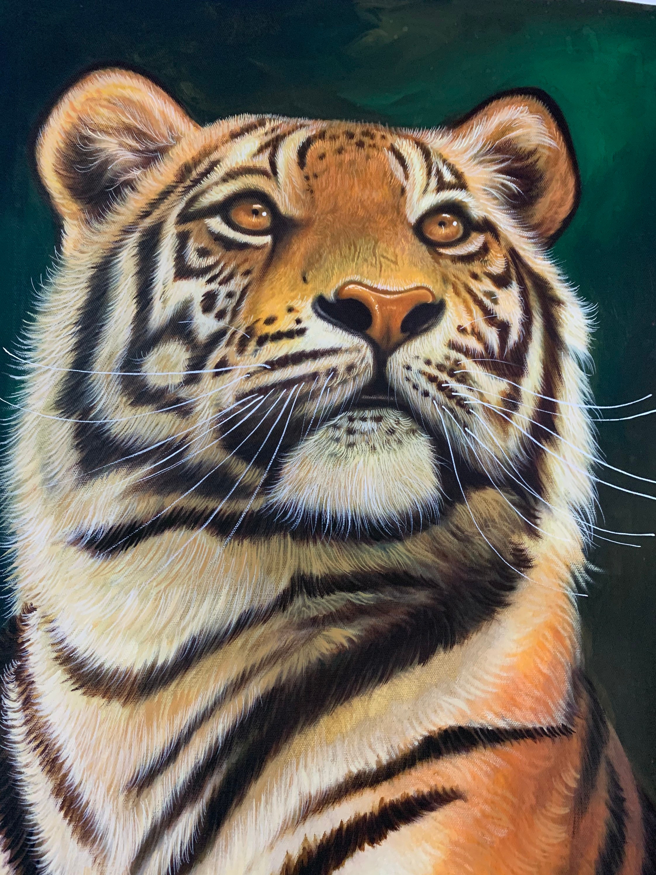 Original Tiger Gesicht Malerei Auf Leinwand Mit Acrylfarben In Etsy