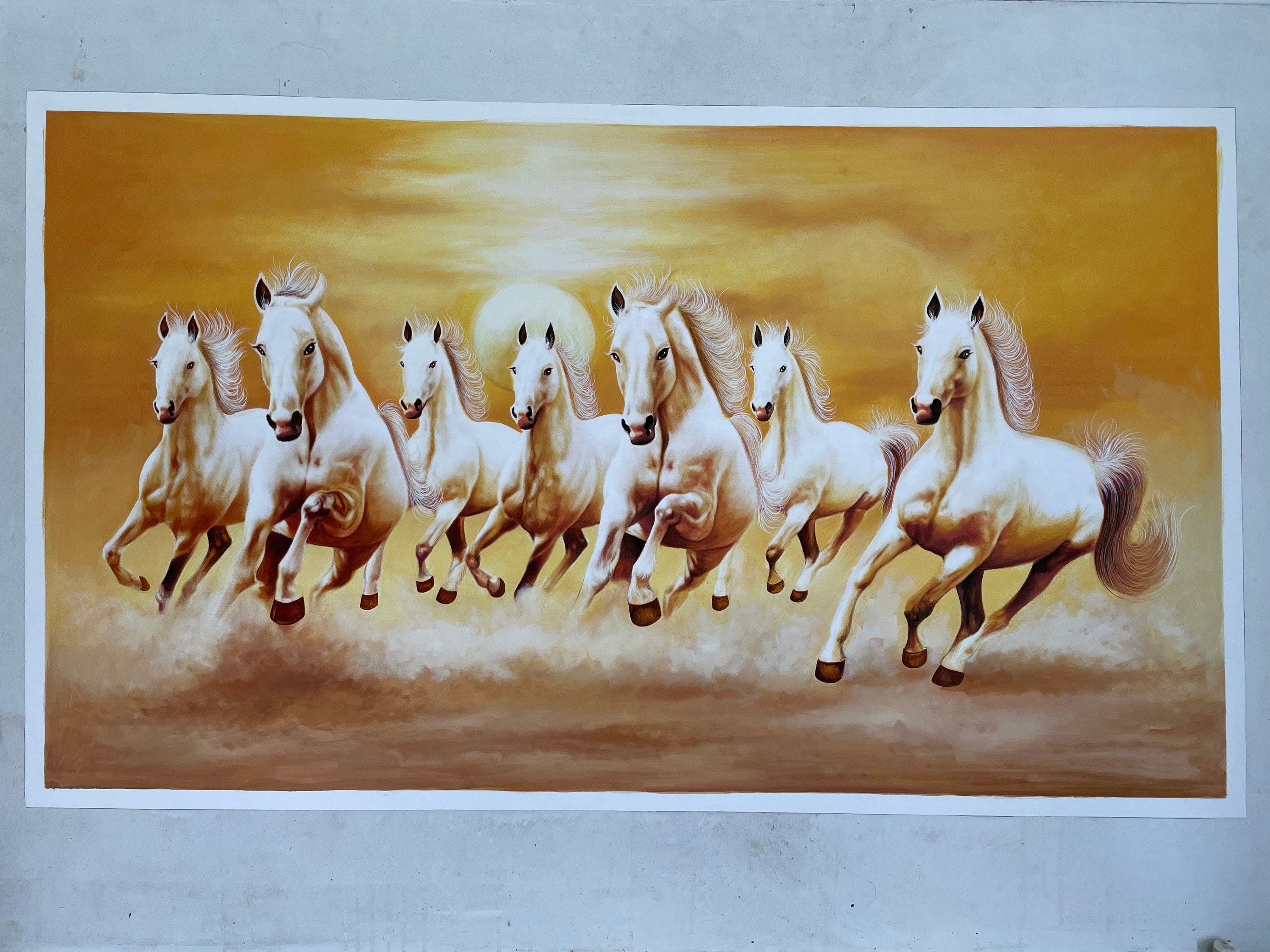 Seven Running Horses in Left Direction 100 Original Hand Made Vastu