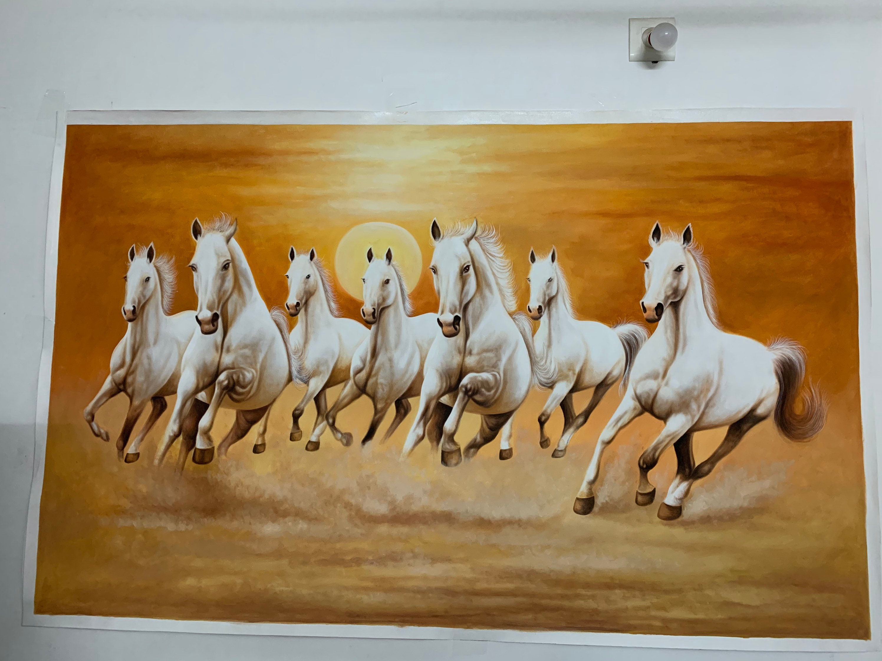 Seven Horses Vastu Wallpaper, Size: 6x3