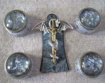 Guitar Custom Ltd Editions .. Control Knobs & Truss Covers Custom Set - The Dragon Scales Set - No.2 of a Ltd Edition