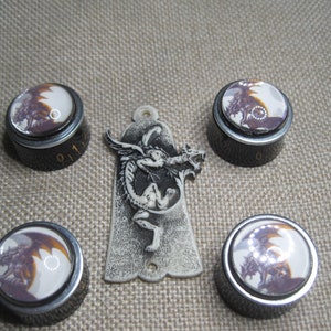 Custom Ltd Edition. Control Knobs & Truss Covers Custom - White Aged Dragon Set. Custom Ltd Ed. image 2