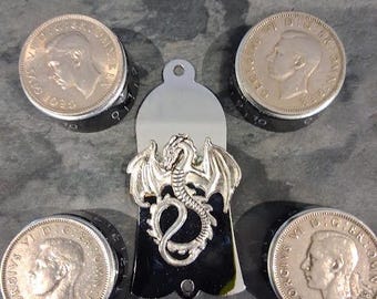 Guitarra Custom Limited Editions: Perillas de control y cubiertas del alma personalizadas - Old English Shillings - Una edición limitada personalizada