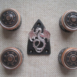 Guitar Custom Ltd Edition Bedieningsknoppen en trusscovers Custom .... Shotgun Dragon-set - zilver .. Ltd-editie afbeelding 3