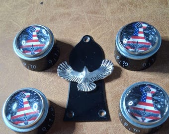 Perillas de control de velocidad y cubiertas de armazón de Guitar Custom Ltd. Fly The Flag Custom @ Ltd Custom Edition