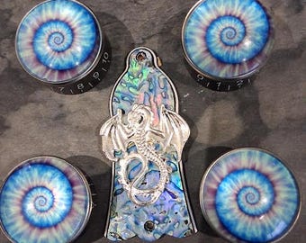 Guitarra Custom Limited Editions: Perillas de control y cubiertas del alma personalizadas - Diseño Blues in Ammonite - Una edición limitada personalizada