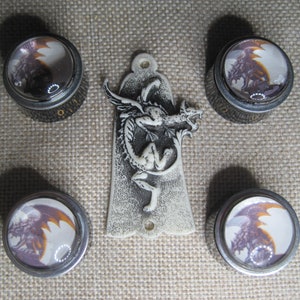 Custom Ltd Edition. Control Knobs & Truss Covers Custom - White Aged Dragon Set. Custom Ltd Ed. image 3