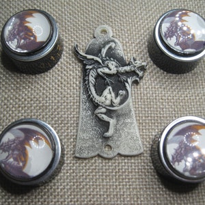 Custom Ltd Edition. Control Knobs & Truss Covers Custom - White Aged Dragon Set. Custom Ltd Ed. image 4
