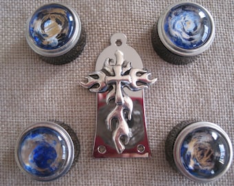 Guitar Custom Ltd. Speed Control Knobs & Truss Covers Custom - Blue Hurricane Set  -  1 Off Custom Ltd Edition