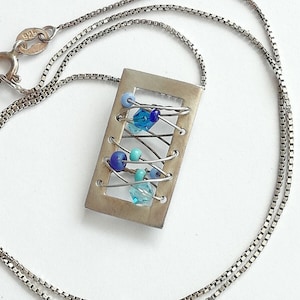 Splendida collana con pendente modernista in argento sterling vintage