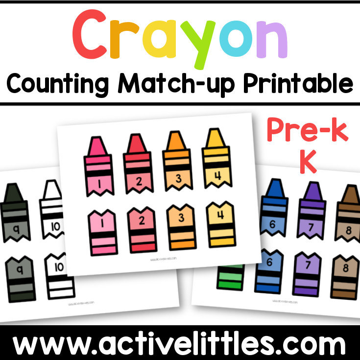 Crayon Counting MatchUp Printable for Preschool and Etsy