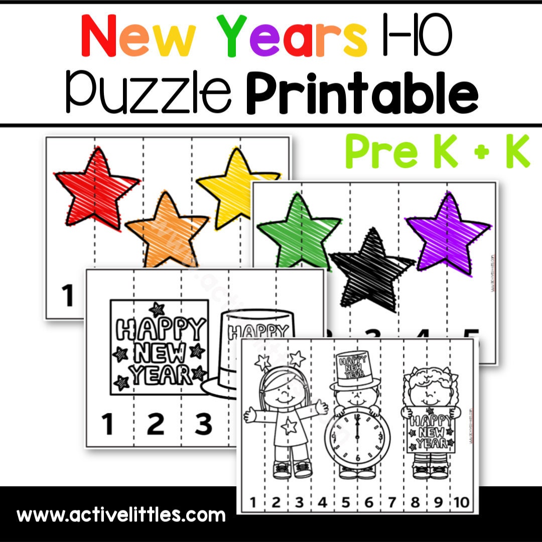 New Years 1-10 Puzzle Preschool Learning Printable - Etsy