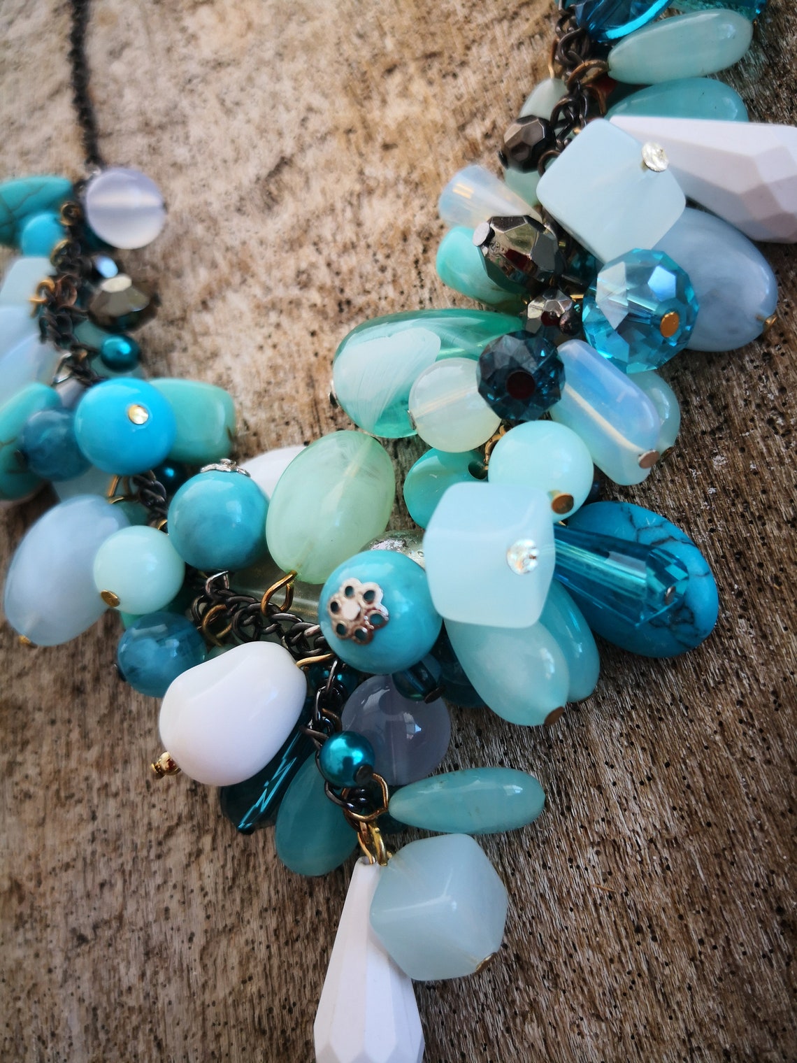 Handmade Multi Shades Blue and White Beads Necklace Etsy New Zealand