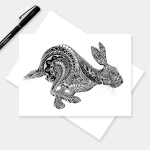 Carte lièvre, Carte animal, Carte vierge, Carte écologique, Cartes animalières dessinées à la main