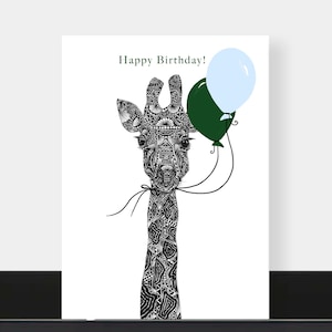 Giraffe Birthday Card, Birthday Card, Eco Friendly Birthday Card, Hand Drawn Wildlife Card, Giraffe Birthday Card For Her/ Him/ Friend
