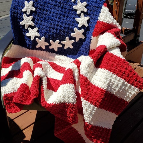 AMERICAN FLAG BLANKET Crochet Blanket Pattern Crochet Etsy