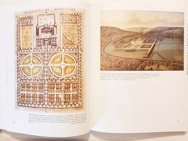 May include: A black and white illustration of a formal garden design with a central building. The illustration is titled "Princely Buys of the Hof of Honsholredyk".