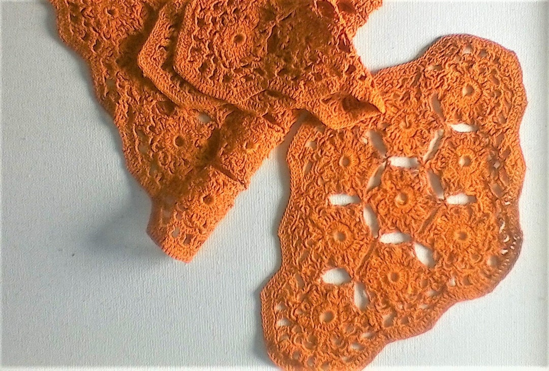 Orange Table Mats 3 Crocheted Vintage 70s Home Decor Etsy