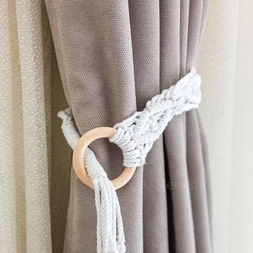 2 Baby Blue Curtain Tie Backs Boy Nursery Decor Dusty Blue Etsy