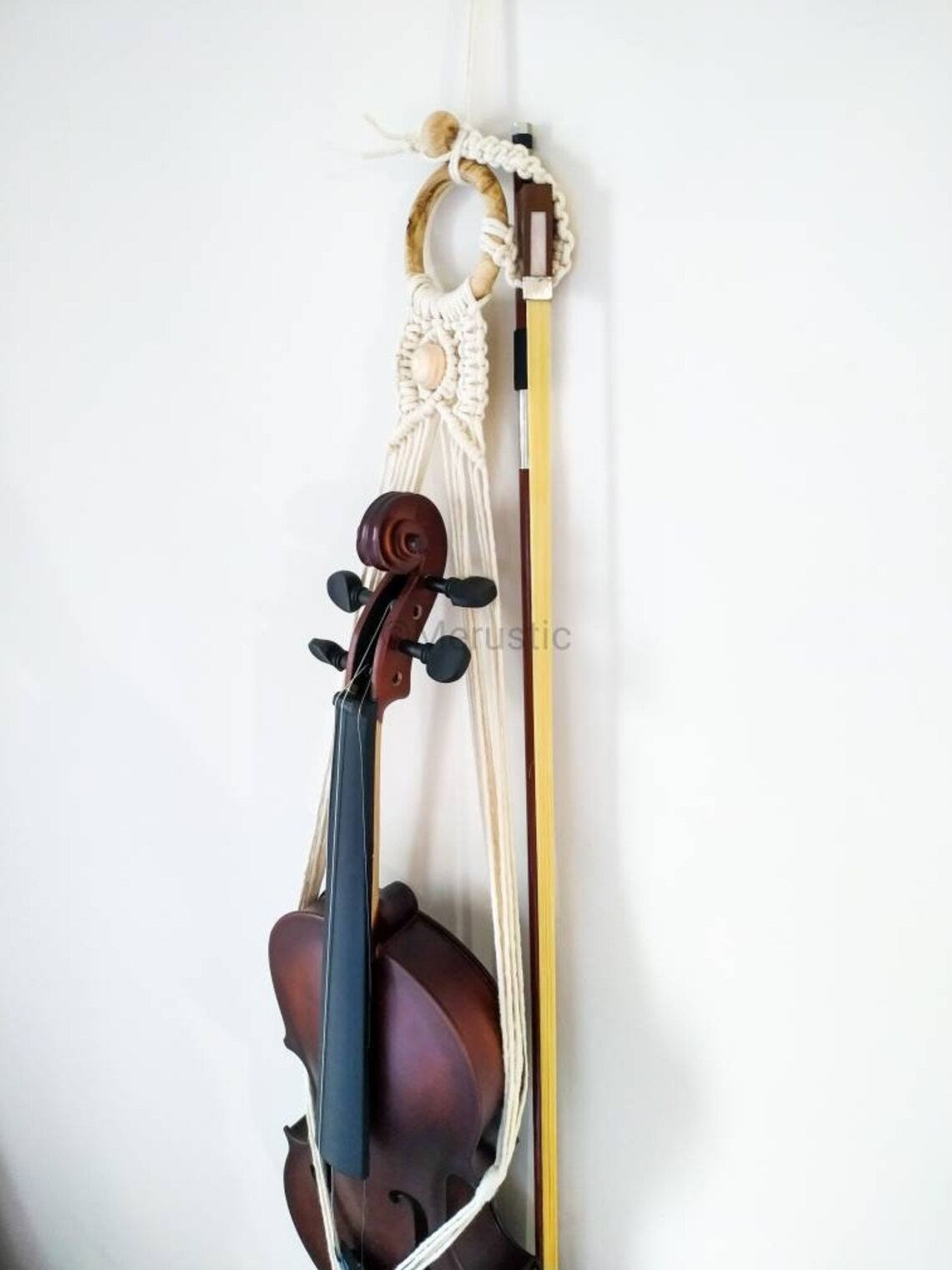 Beige Macrame Violin Wall Hanger Violin Gift Violin Wall Etsy