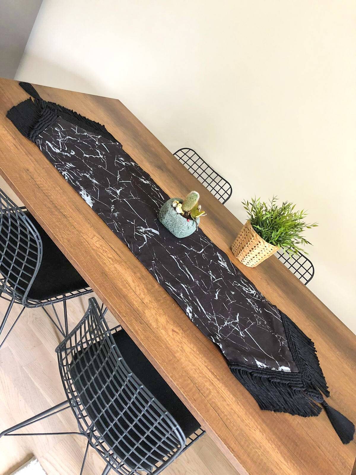 Home & Living Bohemian Table Decor Boho Table Cloth Black Granite