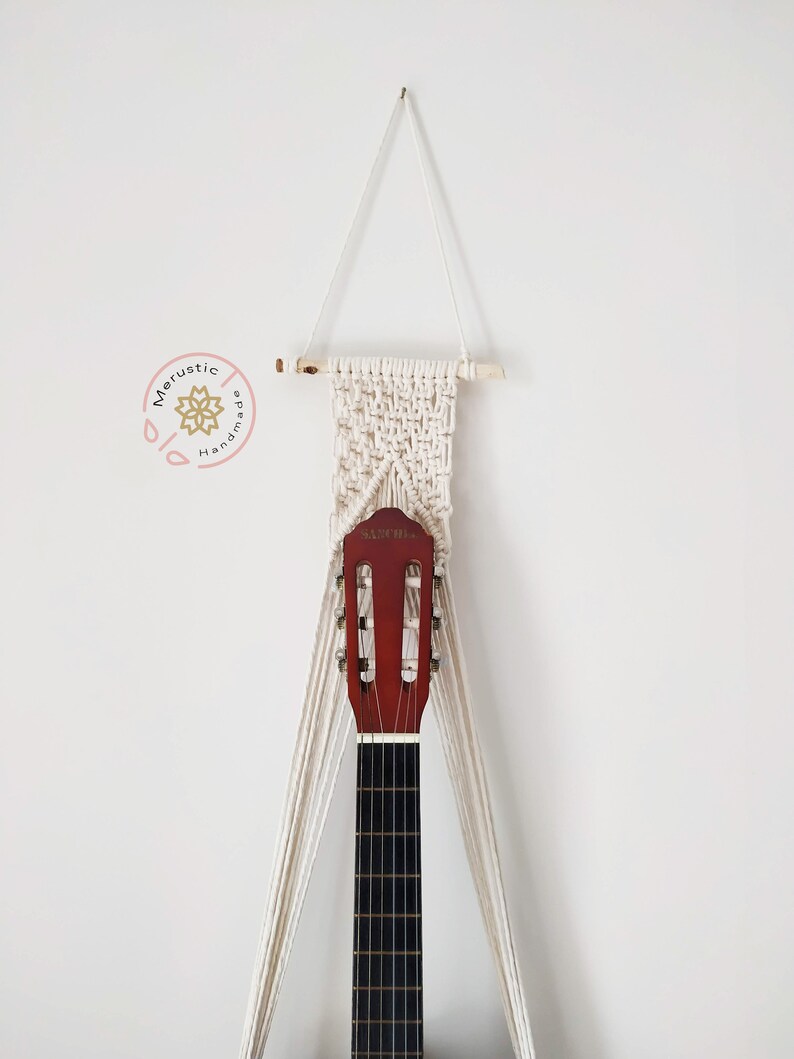 Beige Macrame Guitar Wall Hanger Guitar Wall Mount Guitar