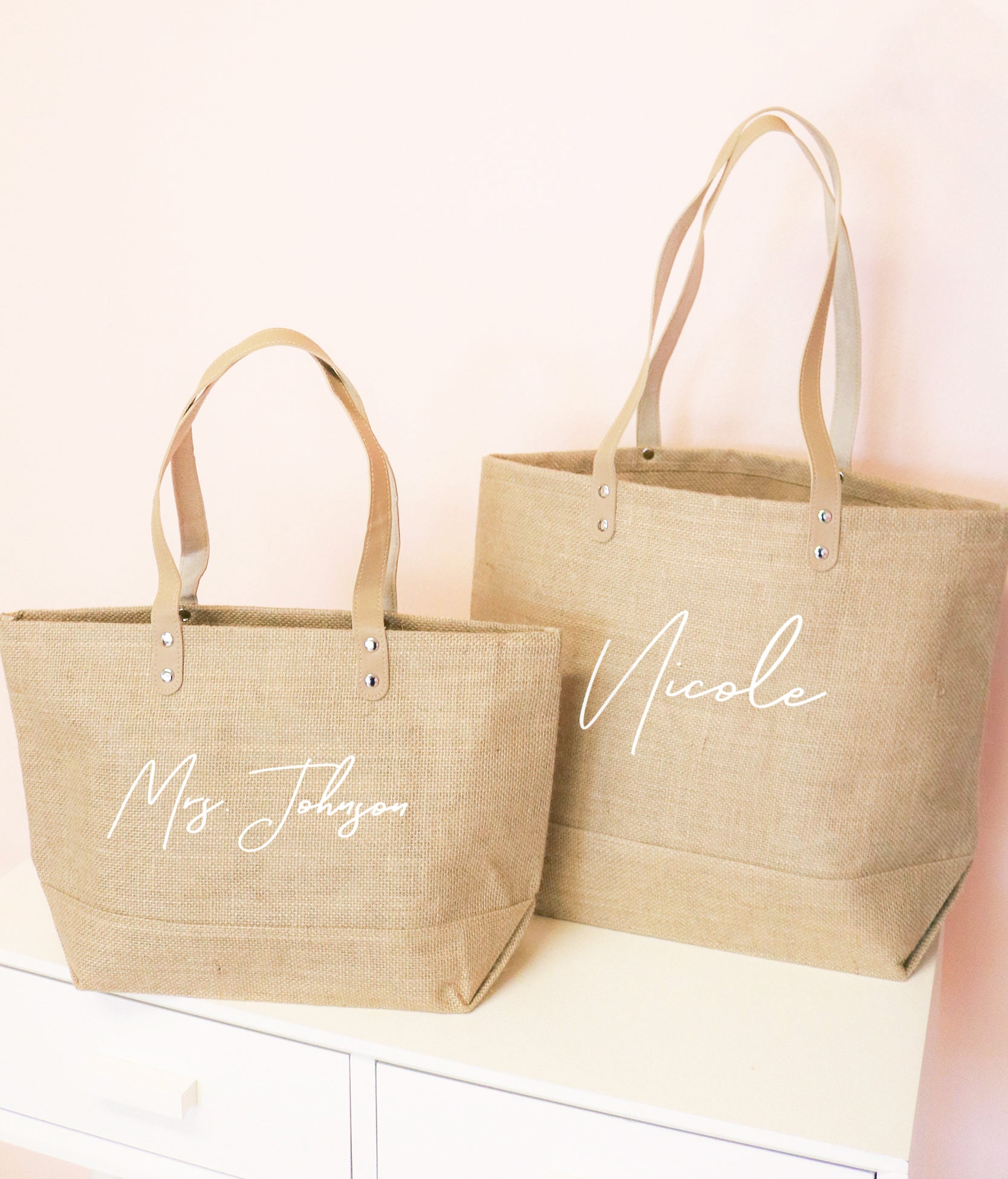  Personalized  Burlap Tote Bag 