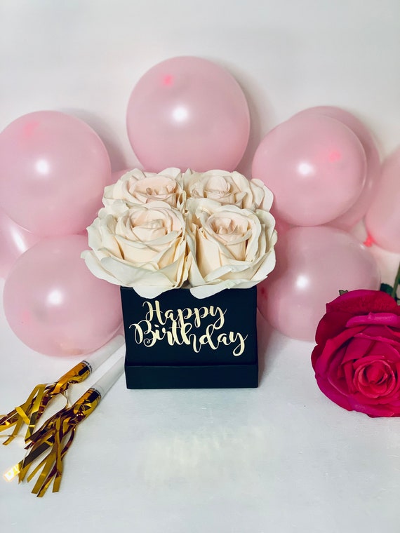 Happy Birthday Flower Box Bouquet Etsy
