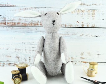 Bunny DIY soft toy pattern. Instant download sewing pattern.