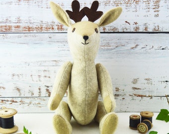 Deer soft toy doll DIY pattern. Instant download sewing pattern.