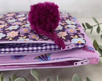 Lined Zip Pouch Sewing Pattern – With Zip Tabs (PDF Pattern)