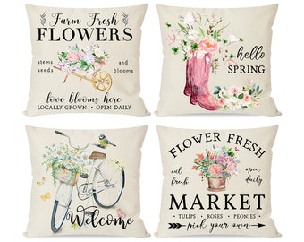 Flower Market Pillow Etsy