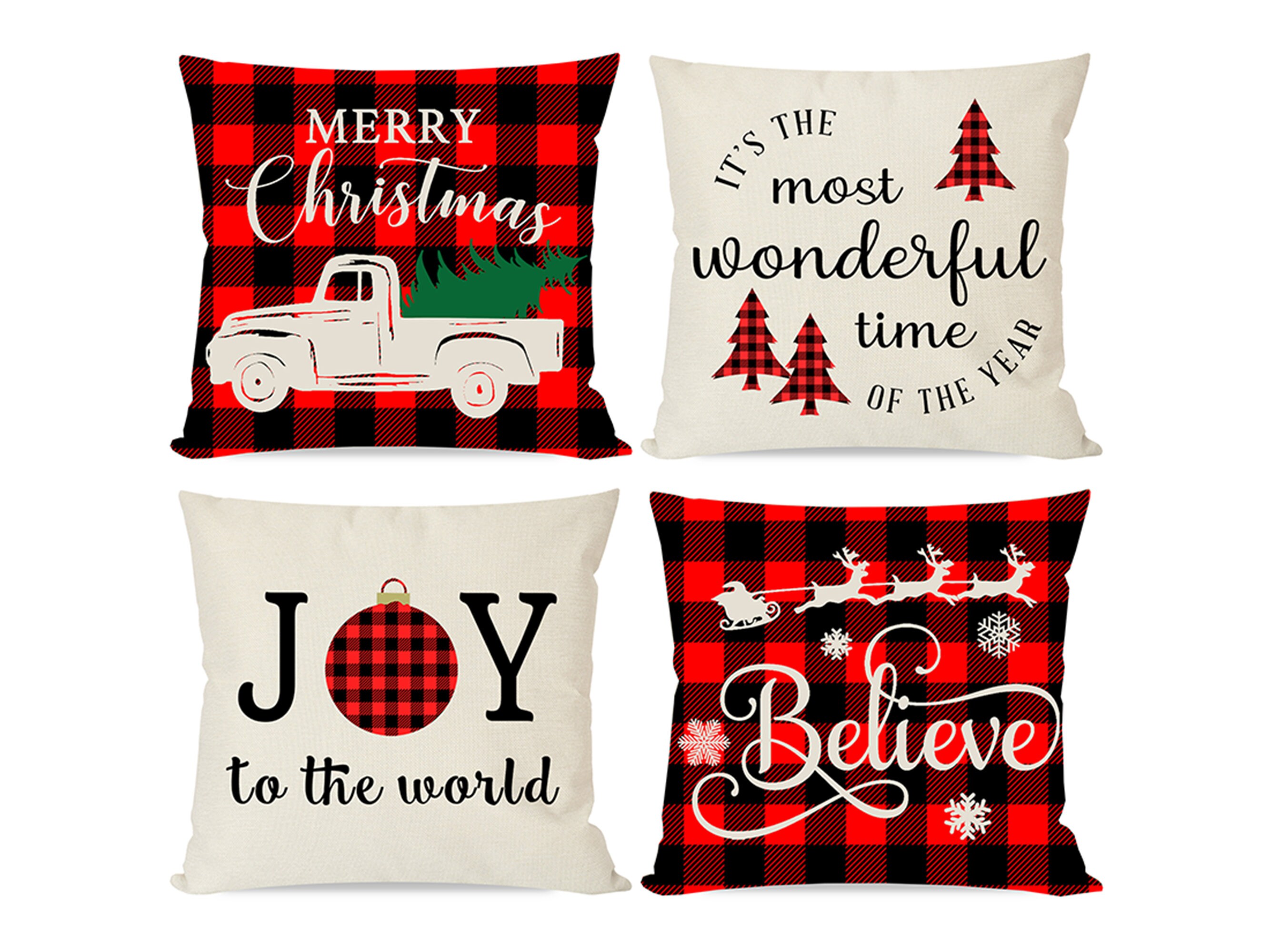 Set of 4 Christmas Pillows Covers 18 x 18 for Home Outdoor Etsy
