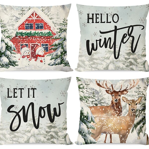 Winter Pillow Etsy