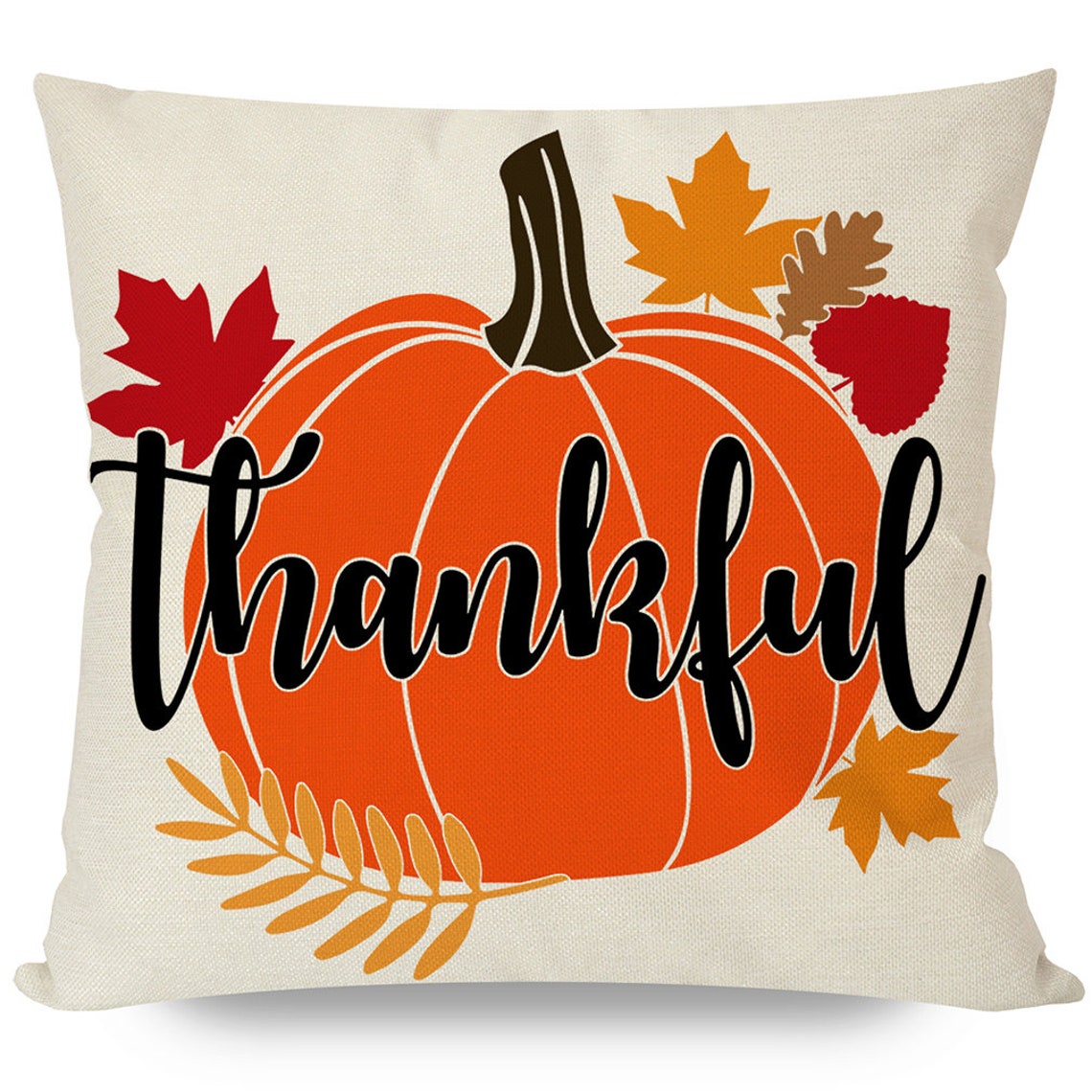 Set of 4 Happy Fall Pillow Covers 18x18 Autumn Thanksgiving Etsy