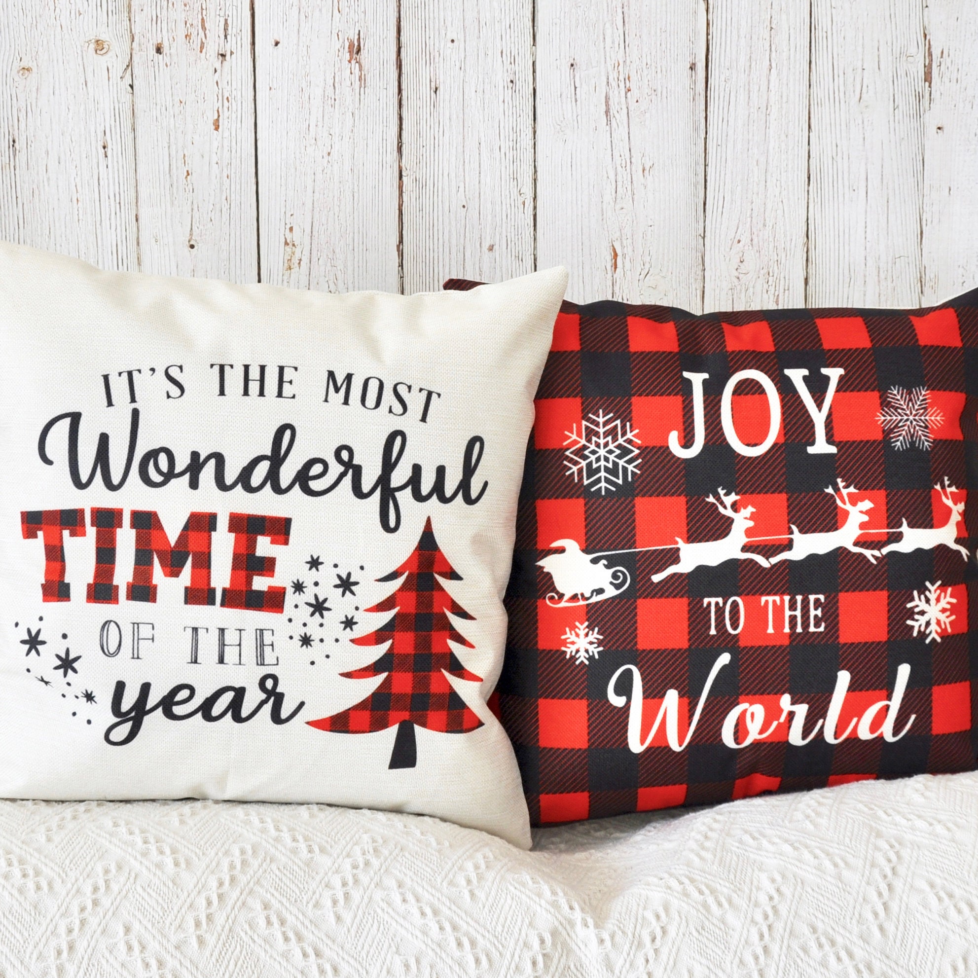Set of 4 Christmas Pillows Covers 18 x 18 for Home Christmas Etsy