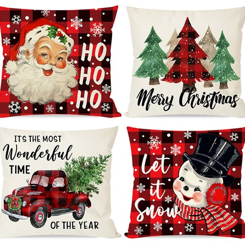 Set of 4 Christmas Pillows Covers 18 X 18 for Christmas Etsy