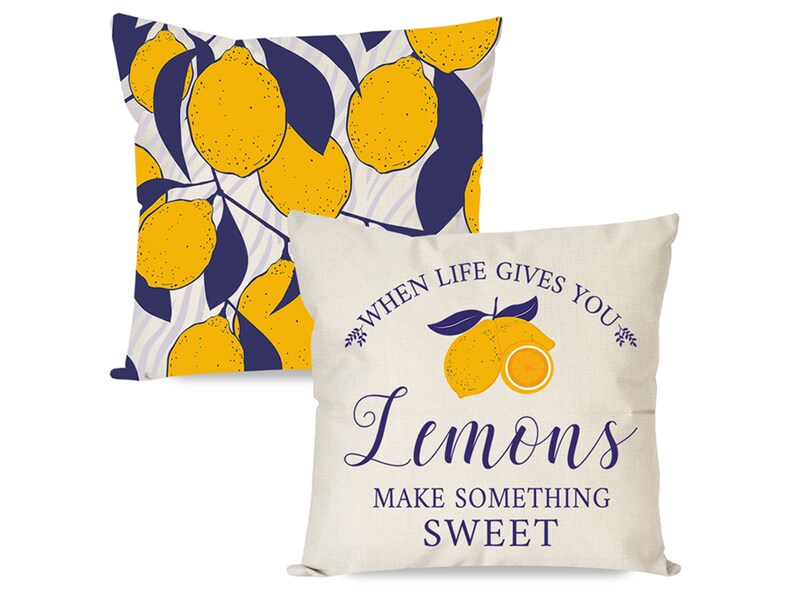 Summer Lemon Pillow Covers 18x18 Set of 2 Modern Farmhouse Etsy