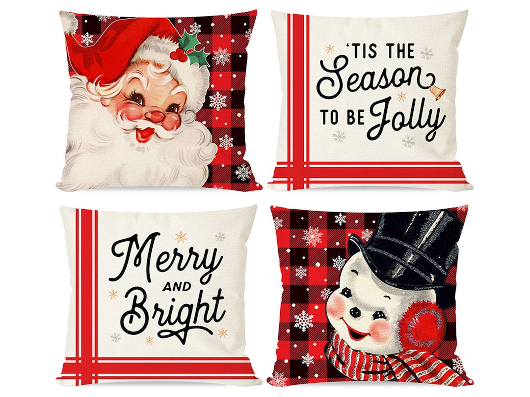 Set of 4 Red Christmas Pillows Covers 18x18 for Christmas Etsy