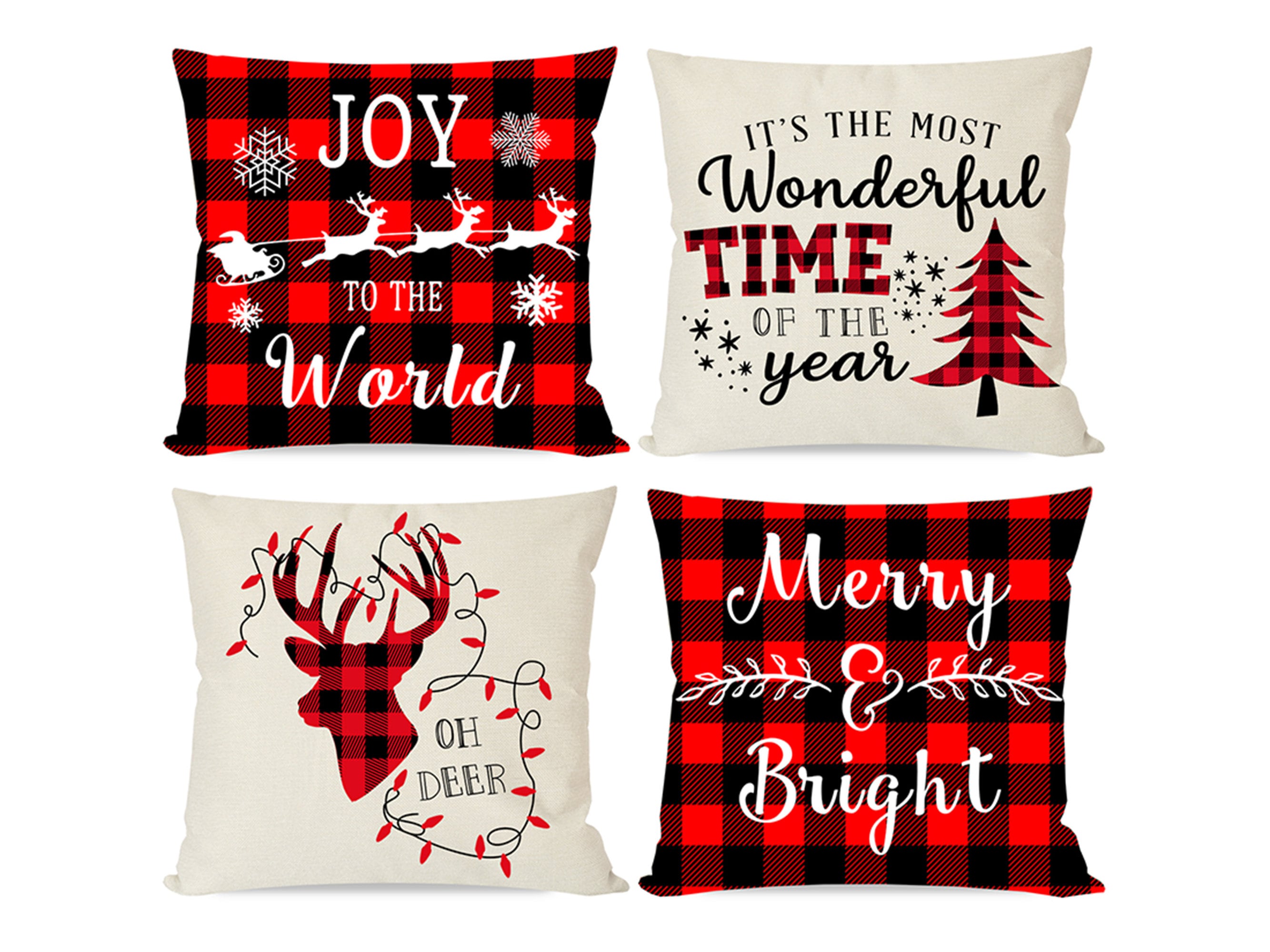 Set of 4 Christmas Pillows Covers 18 x 18 for Home Christmas Etsy
