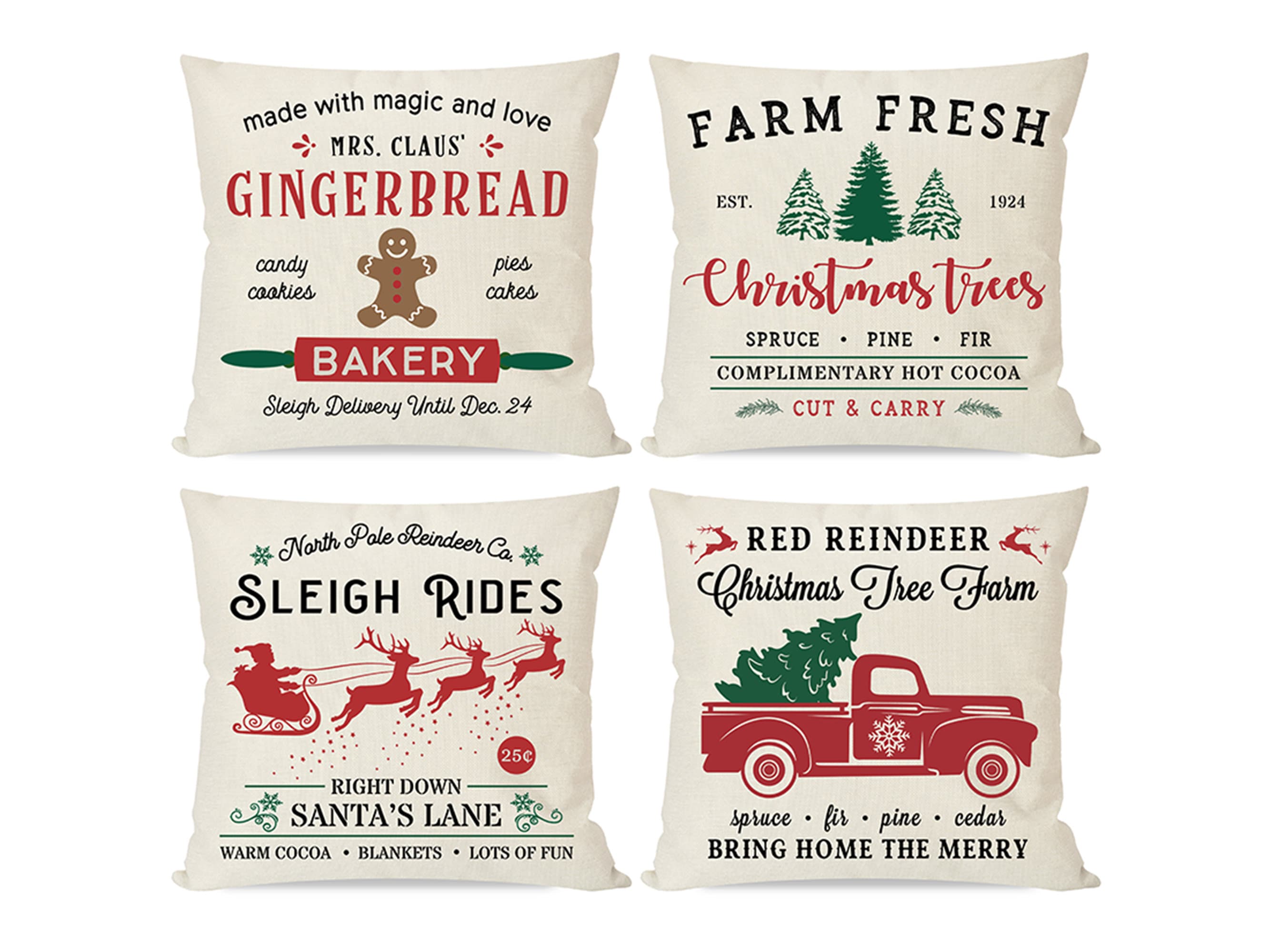 Set of 4 Christmas Pillows Covers 18 X 18 for Christmas Etsy