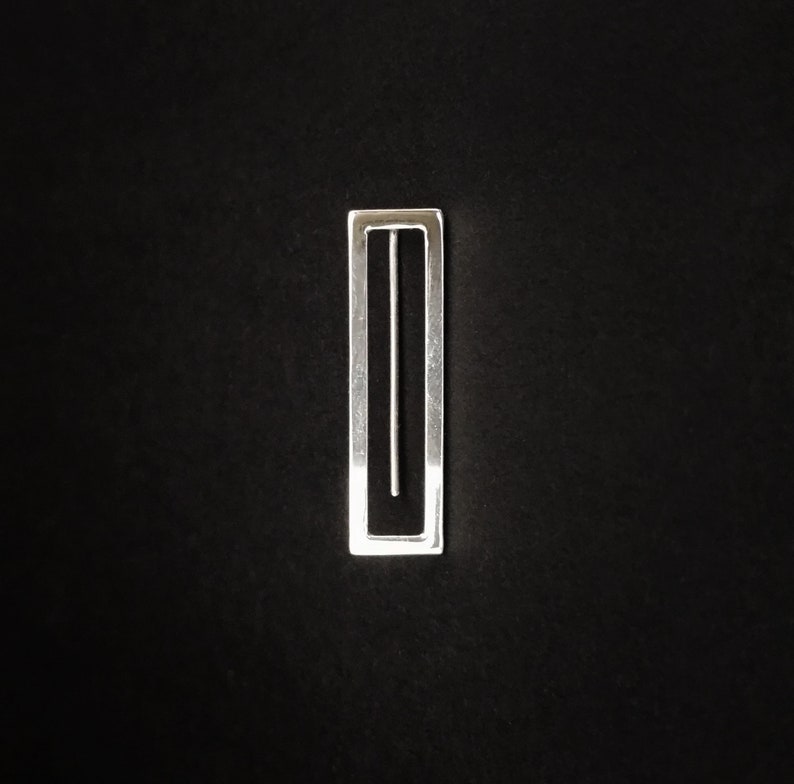 One Rectangle and stripe sterling silver earring Single Edgy unisex geometric; Dangle /& Drop; avant garde; modern minimalist hand made;