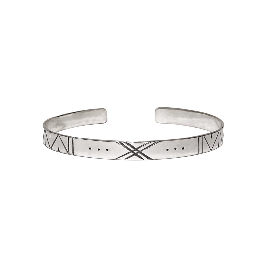 アクセサリー Engrave the X bangle XXX BANGLE - Hand Carved Oxidized X Engravings Sterling