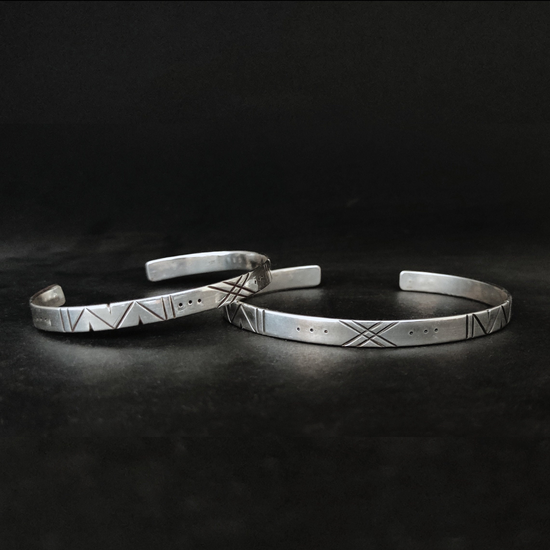 XXX BANGLE Hand Carved Oxidized X Engravings Sterling Silver Bracelet - Etsy