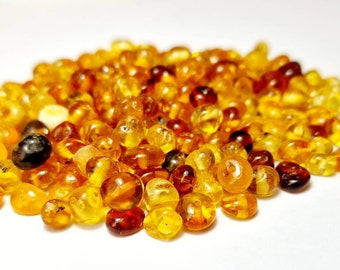190 pcs Baltic Amber Loose/  Natural Baltic Amber / Amber  beads/   beads 5-6.5mm /  lemon,honey,cognoc #345