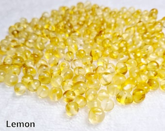 40 - 80 pcs Baltic Amber Loose/  Natural Baltic Amber / Amber beads/ beads 6 - 7.5 mm / Lemon /  #320