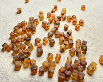 25-50 pcs Baltic Amber Loose Natural Baltic Amber  Cube Raw Cognac/dark #05