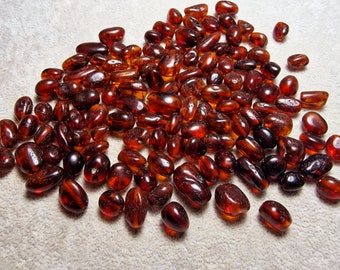30 pcs Baltic Amber Loose Natural Baltic Amber olive Beads Dark Cognoc