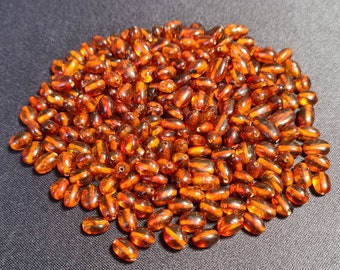 220 pcs Natural baltic amber cognac Olive Beads #0257