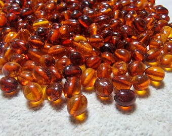 80gr  Baltic Amber Loose Natural Baltic Amber Olive  Beads  Light Cognoc / Cognoc 4.5-6mm -- 7 - 9mm